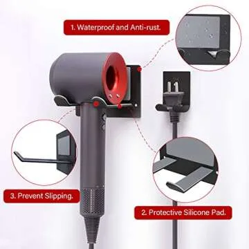 FLE Hair Dryer Holder Wall Mounted Durable and Stylish