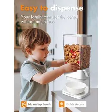 Conworld Cereal Dispenser, Cereal Containers Storage, Big Cereal Dispenser Countertop - Not Easy to Crush Food, Cereal Container For Pantry Organization And Storage (White, 5.5 Qt)