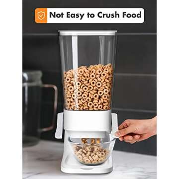 Conworld Cereal Dispenser, Cereal Containers Storage, Big Cereal Dispenser Countertop - Not Easy to Crush Food, Cereal Container For Pantry Organization And Storage (White, 5.5 Qt)