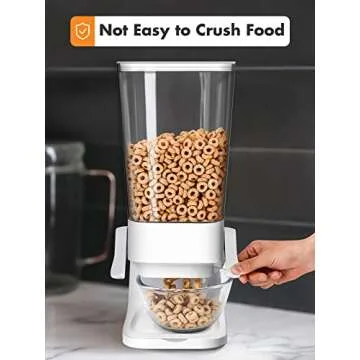 Conworld Cereal Dispenser, Cereal Containers Storage, Big Cereal Dispenser Countertop - Not Easy to Crush Food, Cereal Container For Pantry Organization And Storage (White, 5.5 Qt)