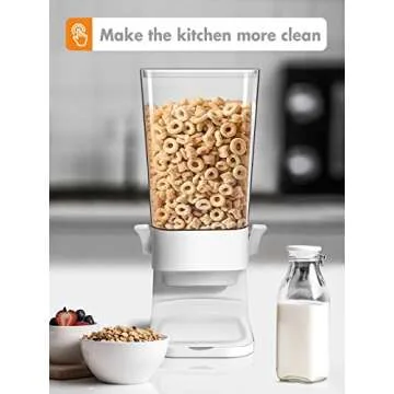 Conworld Cereal Dispenser, Cereal Containers Storage, Big Cereal Dispenser Countertop - Not Easy to Crush Food, Cereal Container For Pantry Organization And Storage (White, 5.5 Qt)