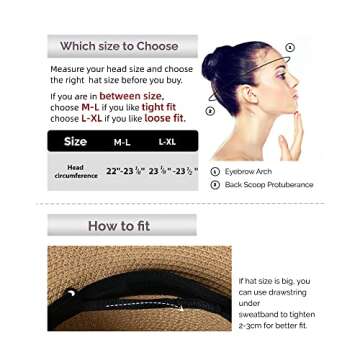 FURTALK Womens Wide Brim Sun Hat with Wind Lanyard UPF Summer Straw Sun Hats for Women