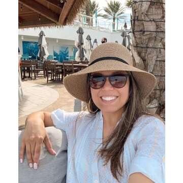 FURTALK Womens Wide Brim Sun Hat with Wind Lanyard UPF Summer Straw Sun Hats for Women