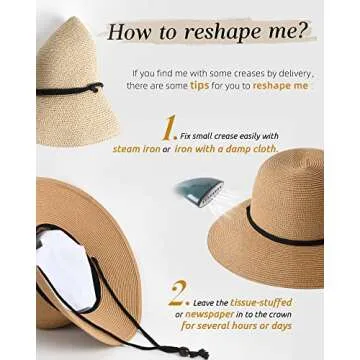 FURTALK Womens Wide Brim Sun Hat with Wind Lanyard UPF Summer Straw Sun Hats for Women