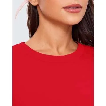 CRZ YOGA Women's Pima Cotton Workout Crop Tops Short Sleeve Yoga Shirts Casual Athletic Running T-Shirts Festival Red Small