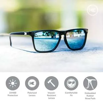 Knockaround Fast Lanes Sport - Polarized Sunglasses For Running & Fitness (Jelly Black Frame/Sky Blue Lenses)