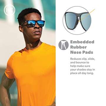 Knockaround Fast Lanes Sport - Polarized Sunglasses For Running & Fitness (Jelly Black Frame/Sky Blue Lenses)