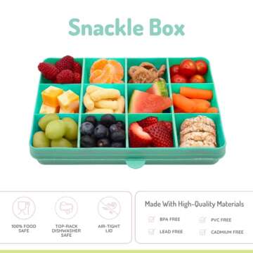 melii Snackle Box – 12-Compartment Divided Snack Container, BPA-Free Food Storage, Removable Divid...