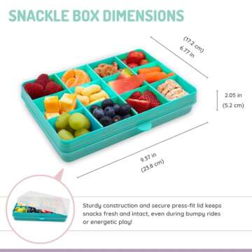 melii Snackle Box – 12-Compartment Divided Snack Container, BPA-Free Food Storage, Removable Dividers, Perfect for Kids Snacks, Arts & Crafts, Beads, and Kitchen Organization (Blue)