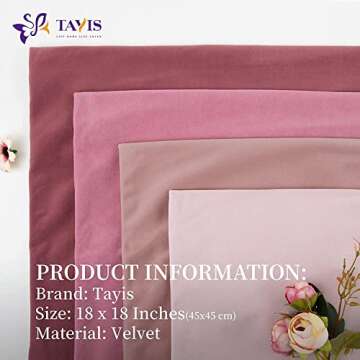 Tayis Pink Throw Pillow Cover, Accent Polyester Soft Square Pillow Cover 18x18in Set of 4, Neutral Decorative Pillows Suitable for Sofa Couch Bed Car Home