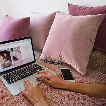 Tayis Pink Throw Pillow Cover, Accent Polyester Soft Square Pillow Cover 18x18in Set of 4, Neutral Decorative Pillows Suitable for Sofa Couch Bed Car Home