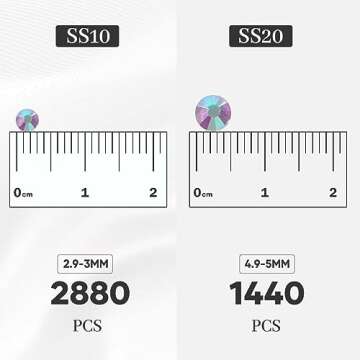 HTVRONT Crafting Rhinestones, 1440pcs Hotfix Sparkle