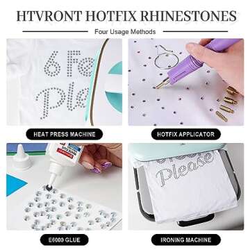 HTVRONT Crafting Rhinestones, 1440pcs Hotfix Sparkle