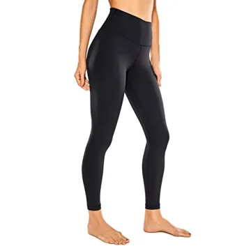 CRZ YOGA Women Naked Feeling Yoga Pants 25 Inches - 7/8 High Waisted Workout Leggings Black Large