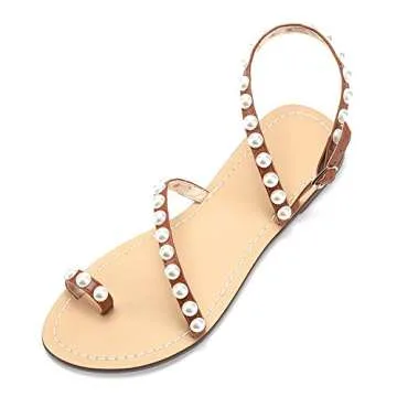 Monrovia Women's Pearl Flat Sanadals Boho Chic Comfort