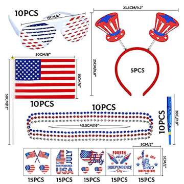 MOVINPE 120 Pcs Patriotic Party Favors for 4th of July