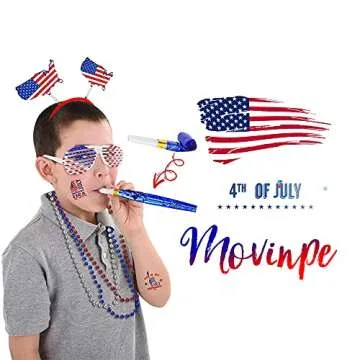 MOVINPE 120 Pcs Patriotic Party Favors for 4th of July