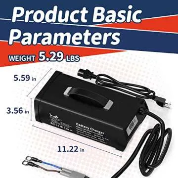 Timeusb 14.6V 40A Fast Charging LiFePO4 Battery Charger with 40A Large Output Current, Smart Dedicated 0V Charing Function Lithium Battery Charger with LED Real-time Digital Display & Wire Lugs