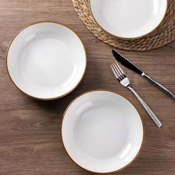 AmorArc 8.5'' Large Pasta Bowls Set - Unique Ceramic Bowls