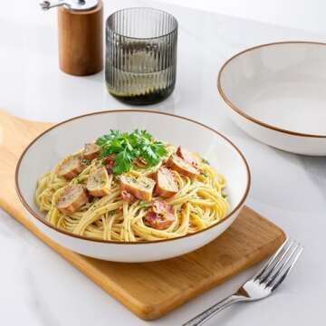AmorArc 8.5'' Large Pasta Bowls Set - Unique Ceramic Bowls