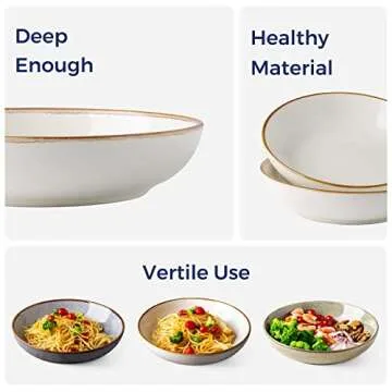 AmorArc 8.5'' Large Pasta Bowls Set - Unique Ceramic Bowls