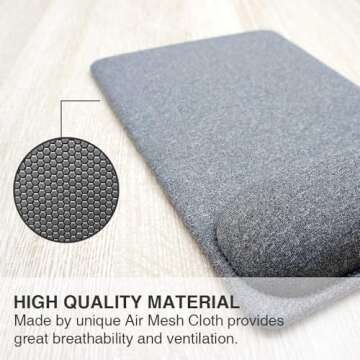 SenseAGE Large Ergonomic Mouse Pad with Wrist Support, Comfort Mouse Mat with Non-Slip Leather Base for Pain Relief, Computer, Laptop, Office & Home Accessories, 10.6 x 7.3 in (Grey)