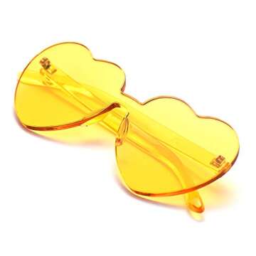 Mosheng 6 Pack Neon Rimless Sunglasses One Piece Transparent Candy Color Eyewear (Heart 6 colors)