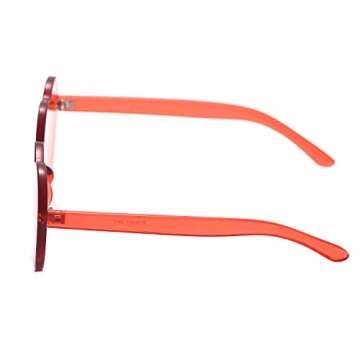 Mosheng 6 Pack Neon Rimless Sunglasses One Piece Transparent Candy Color Eyewear (Heart 6 colors)