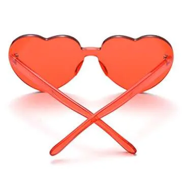 Mosheng 6 Pack Neon Rimless Sunglasses One Piece Transparent Candy Color Eyewear (Heart 6 colors)