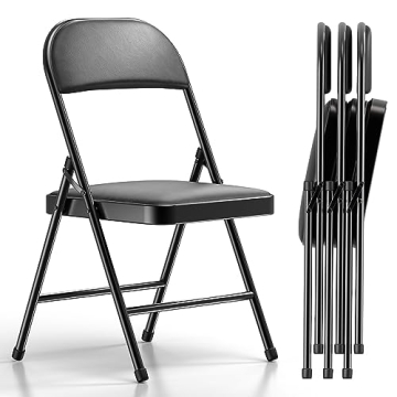 Nazhura 4 Pack Folding Chairs with Padded Vinyl Cushion Chairs with Comfortable Cushion and Durable ...
