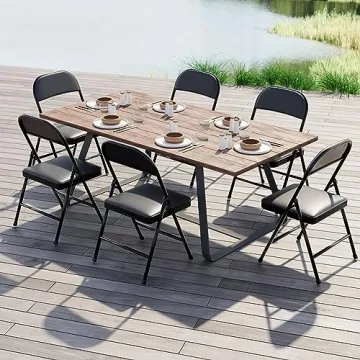 Nazhura Folding Chairs 4 Pack - Stylish & Durable Seating