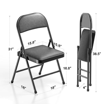 Nazhura Folding Chairs 4 Pack - Stylish & Durable Seating