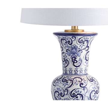 JONATHAN Y JYL5014A Leo 28.5" Chinoiserie LED Table Lamp Classic Cottage Bedside Desk Nightstand Lamp for Bedroom Living Room Office College Bookcase LED Bulb Included, Blue/White
