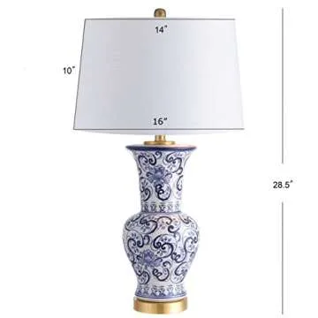 JONATHAN Y JYL5014A Leo 28.5" Chinoiserie LED Table Lamp Classic Cottage Bedside Desk Nightstand Lamp for Bedroom Living Room Office College Bookcase LED Bulb Included, Blue/White