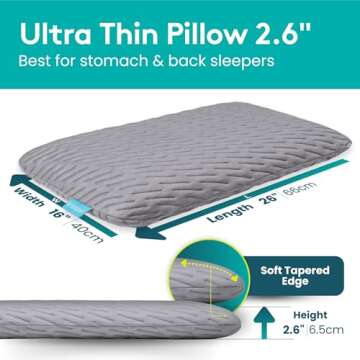 BLISSBURY Stomach Sleeping Pillow - Thin Memory Foam Pillow for Stomach Sleepers | Ultra Thin Pillow...