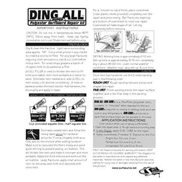 Ding All 4 Oz Polyester Surfboard Repair Kit