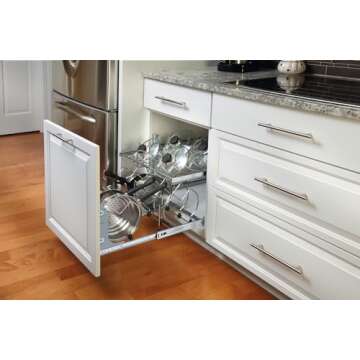Rev-A-Shelf Two-Tier Steel Wire Pullout Cookware Cabinet Organizer w/Soft-Close