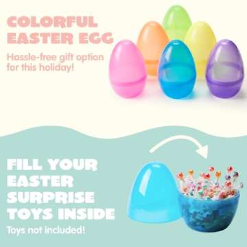 JOYIN Jumbo Easter Eggs 10" 6PCS Colorful Fillable Treats