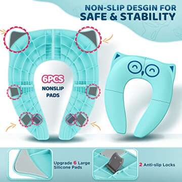 Gimars Upgraded Non-Slip, One-handed Removal Folding Travel Potty Seat for Toddlers & Kids, 6 Large ...