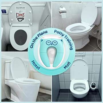 Gimars Upgraded Non-Slip, One-handed Removal Folding Travel Potty Seat for Toddlers & Kids, 6 Large Non-slip Silicone Pad, Reusable Portable Toilet Seat Cover Fits All Shape Toilets, Free Carry Bag