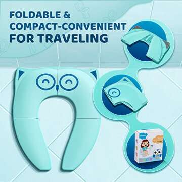Gimars Upgraded Non-Slip, One-handed Removal Folding Travel Potty Seat for Toddlers & Kids, 6 Large Non-slip Silicone Pad, Reusable Portable Toilet Seat Cover Fits All Shape Toilets, Free Carry Bag