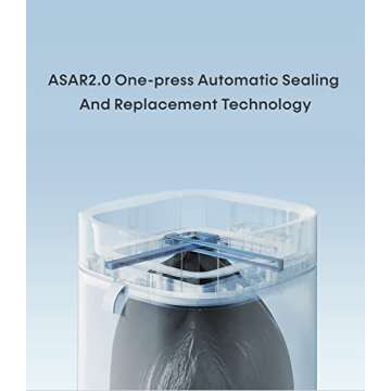 TOWNEW T Air Lite(T02B) Self-Sealing 4.4 Gallon Waste Bin | No Lid Waterproof Motion Sense Activated Garbage Bin | Smart Home Electric Trash Cans - White x1 Refill Ring Included (Up to 25 Bags)