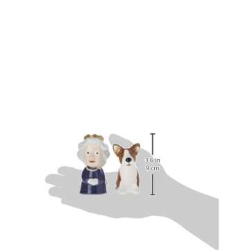 Abbott Collection 27-KITSCH-303 Queen and Corgi Salt and Pepper Shaker Set, Purple/Brown, 3.5" H