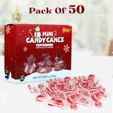 Christmas Mini Candy Canes Classic Red & White Peppermint Flavor for Holiday Family Indulgement - Sm...