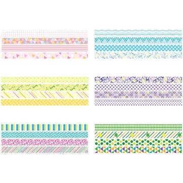 YUBBAEX 24 Rolls Washi Tape Set Basic Skinny Masking Decorative Tapes for Arts, DIY Crafts, Journals, Planners, Scrapbooking, Wrapping (Mini Graphics)