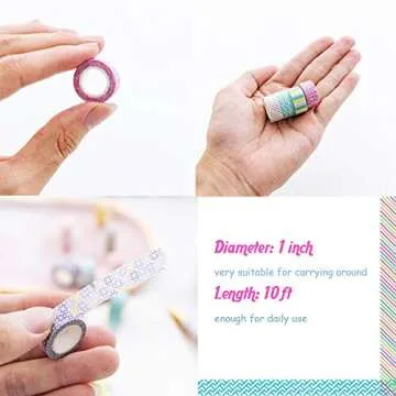 YUBBAEX 24 Rolls Washi Tape Set Basic Skinny Masking Decorative Tapes for Arts, DIY Crafts, Journals, Planners, Scrapbooking, Wrapping (Mini Graphics)