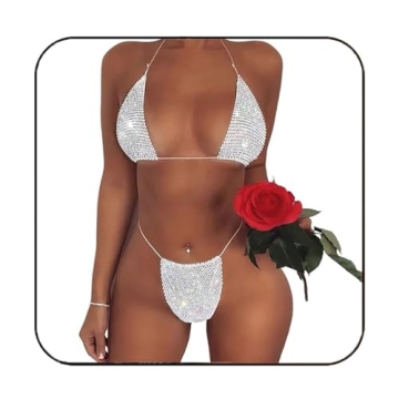 Dazzling Silver Rhinestone Body Chain Set for Beach & Nightclub Glam