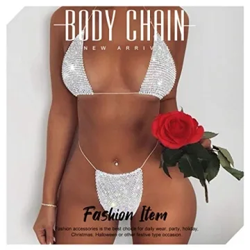 Silver Rhinestone Body Chain Set Beach Nightclub Rave
