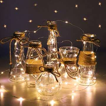 Nilos Small Vases for Centerpieces Set of 6, Glass Bud Vases in Bulk, Mini Clear Vase for Flower, Rustic Decorative Vase with Rope Design and Unique Shapes for Wedding, Dining, Home Decoration