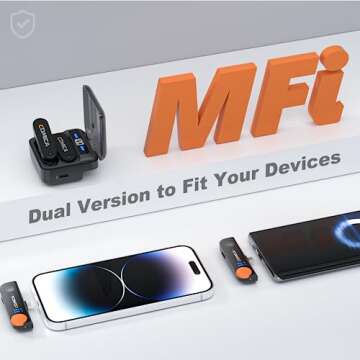COMICA Vimo S MI Wireless Microphone for iPhone, MFI Certified, Noise Cancellation, 656' Range, 15H ...